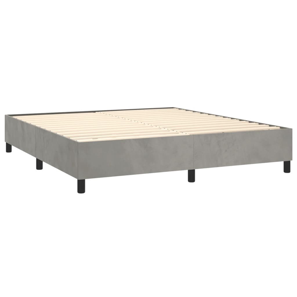 Letto a Molle Materasso e LED Grigio Chiaro 180x200 cm Velluto | homemem39