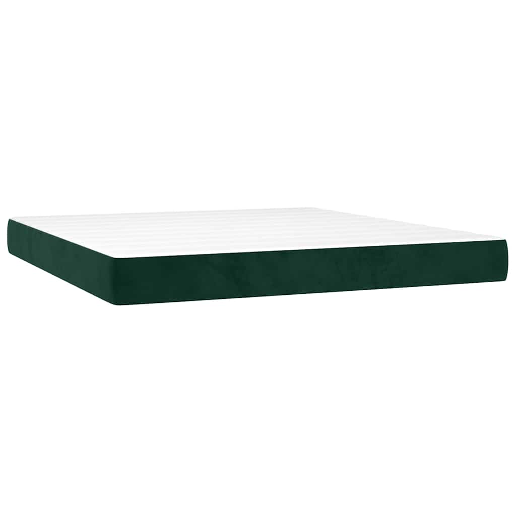 Letto a Molle con Materasso e LED Verde Scuro 180x200cm Velluto | homemem39