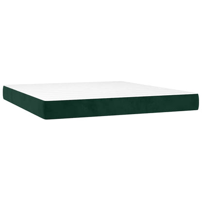 Letto a Molle con Materasso e LED Verde Scuro 180x200cm Velluto