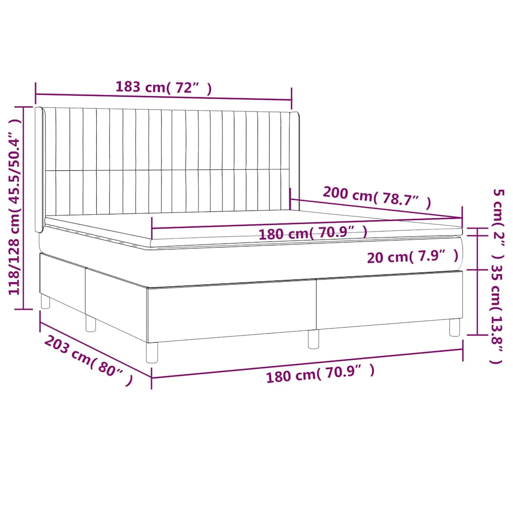 Letto a Molle con Materasso e LED Blu Scuro 180x200 cm | homemem39