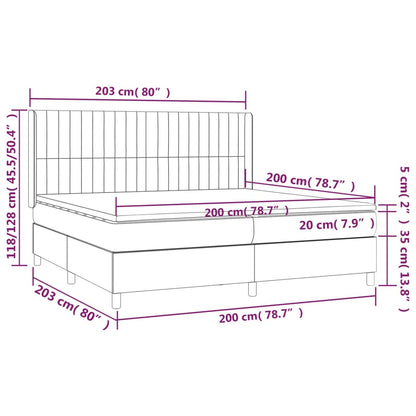Letto a Molle con Materasso e LED Grigio Scuro 200x200 cm | homemem39