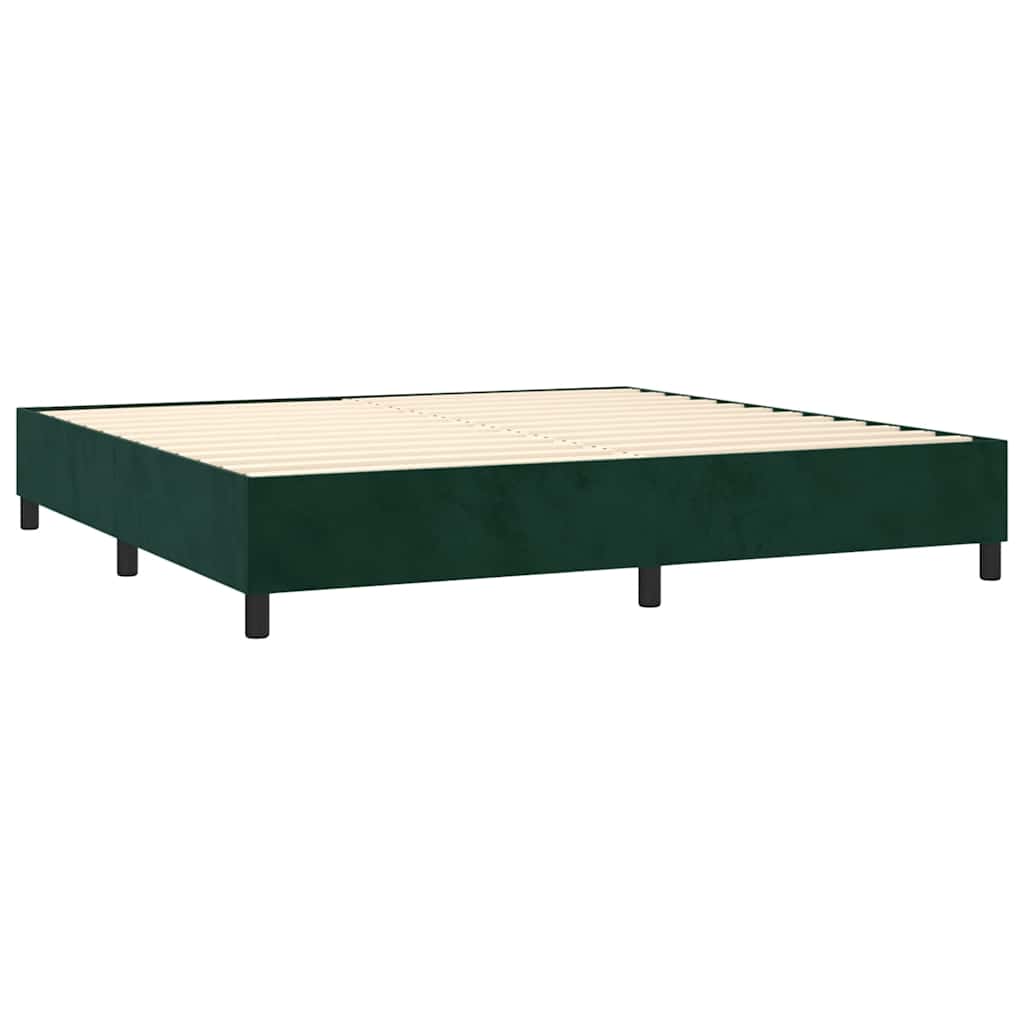 Letto a Molle con Materasso e LED Verde Scuro 200x200cm Velluto | homemem39