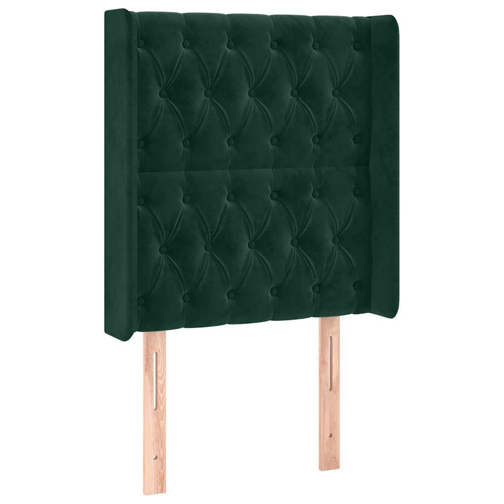 Letto a Molle con Materasso e LED Verde Scuro 80x200cm Velluto