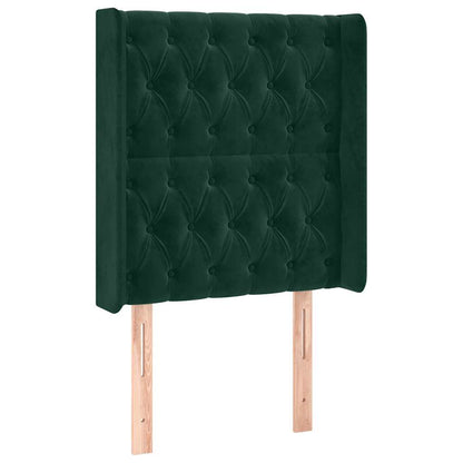 Letto a Molle con Materasso e LED Verde Scuro 80x200cm Velluto