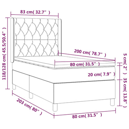 Letto a Molle con Materasso e LED Verde Scuro 80x200cm Velluto | homemem39