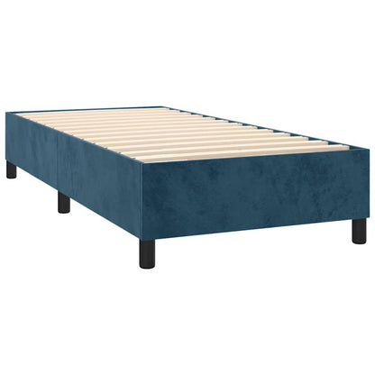 Letto a Molle con Materasso e LED Blu Scuro 80x200cm in Velluto | homemem39