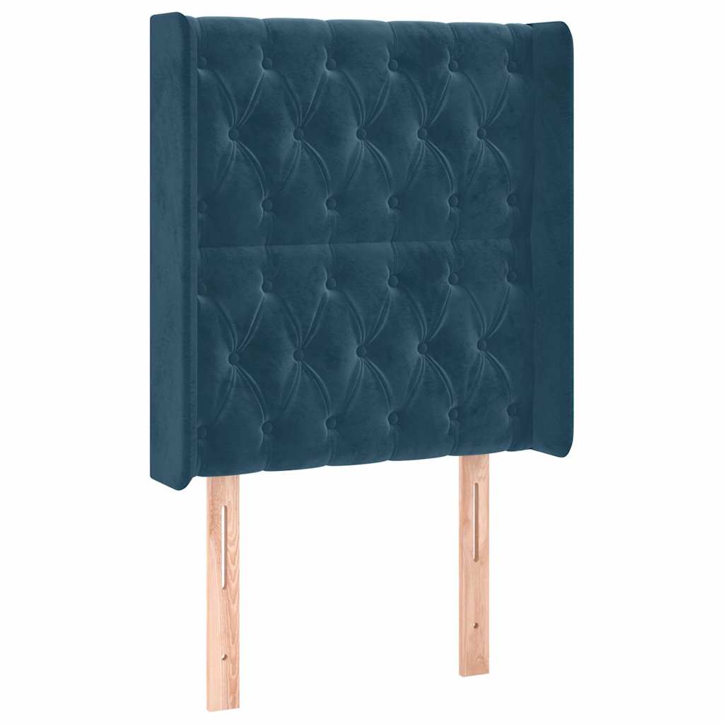 Letto a Molle con Materasso e LED Blu Scuro 80x200cm in Velluto | homemem39