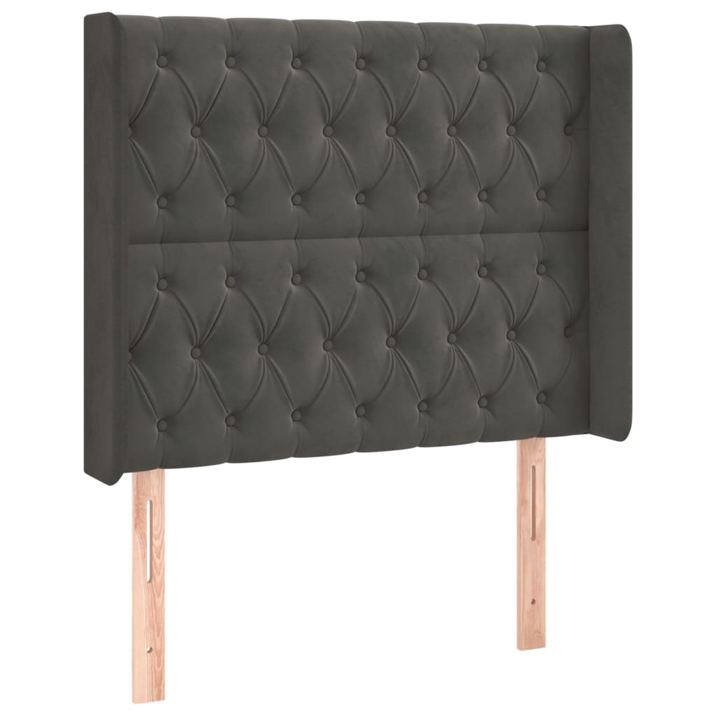 Letto a Molle con Materasso e LED Grigio Scuro 90x190cm Velluto | homemem39