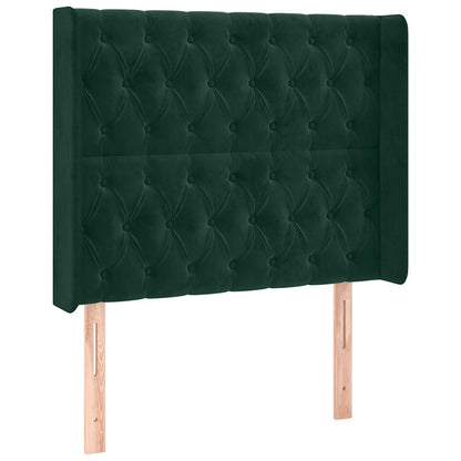 Letto a Molle con Materasso e LED Verde Scuro 90x190 cm Velluto | homemem39