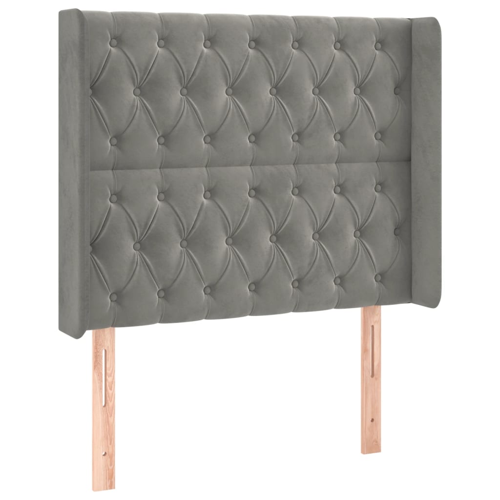 Letto a Molle Materasso e LED Grigio Chiaro 90x200 cm Velluto | homemem39