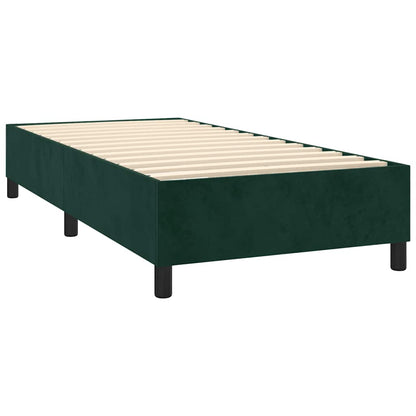 Letto a Molle con Materasso e LED Verde Scuro 100x200cm Velluto | homemem39