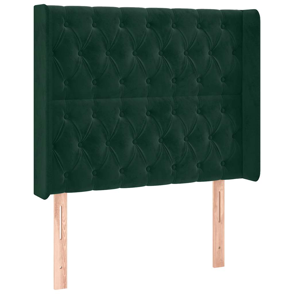 Letto a Molle con Materasso e LED Verde Scuro 100x200cm Velluto | homemem39