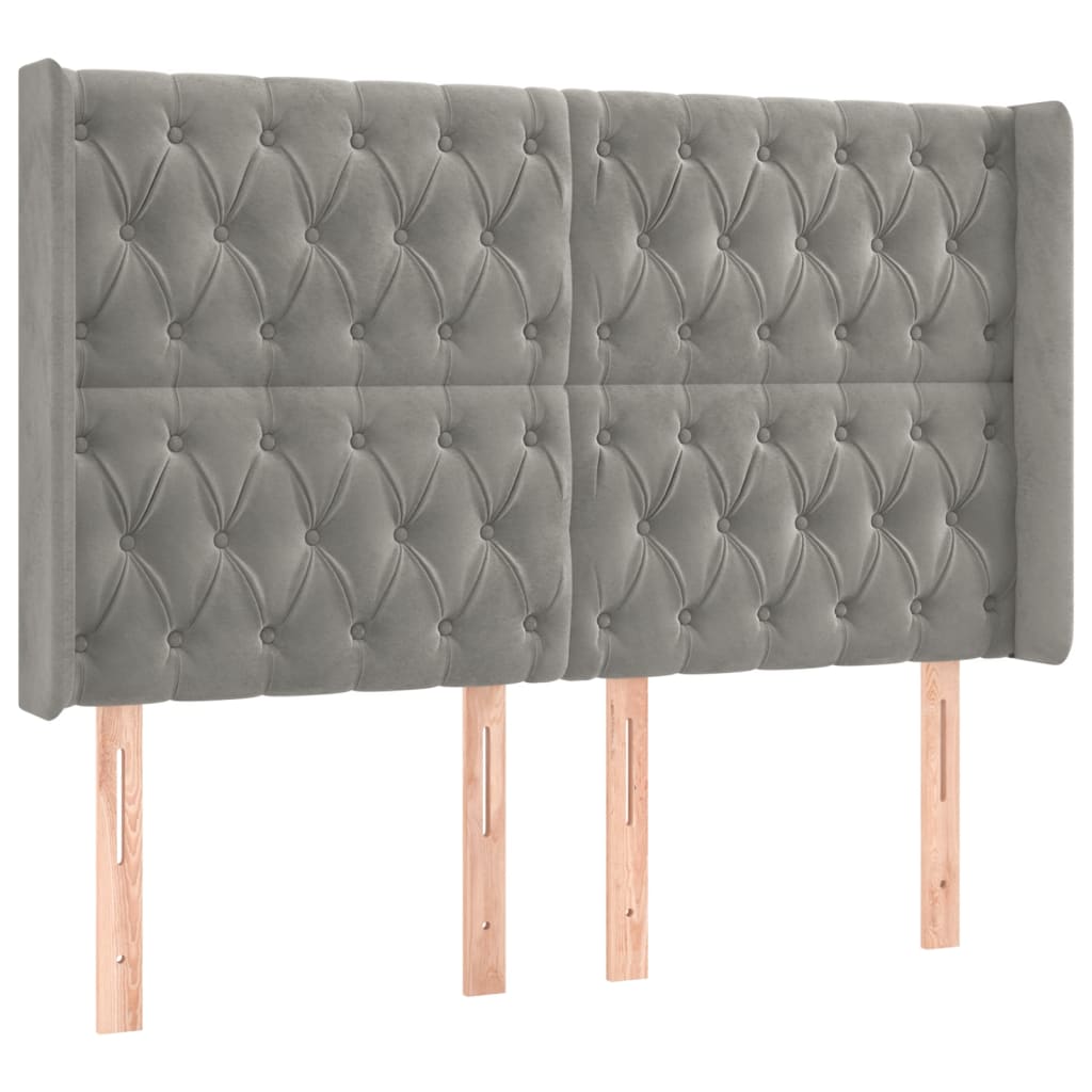 Letto a Molle Materasso e LED Grigio Chiaro 140x190 cm Velluto | homemem39