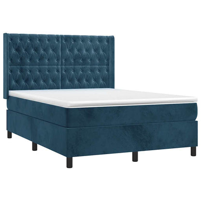 Letto a Molle con Materasso e LED Blu Scuro 140x190 cm | homemem39