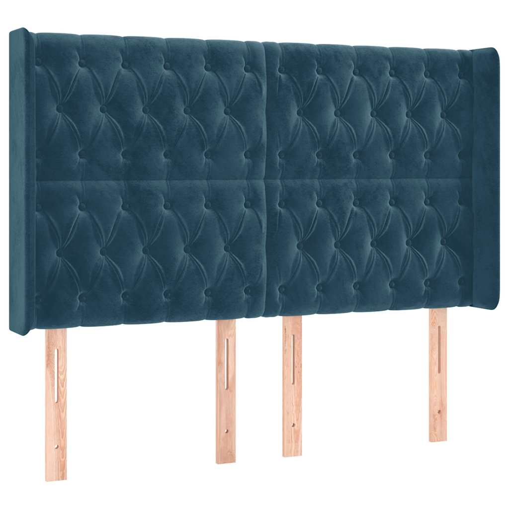 Letto a Molle con Materasso e LED Blu Scuro 140x190 cm