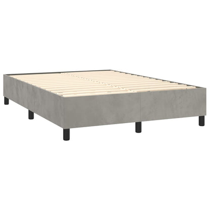 Letto a Molle Materasso e LED Grigio Chiaro 140x200 cm Velluto | homemem39