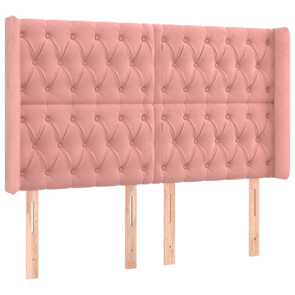 Letto a Molle con Materasso e LED Rosa 140x200 cm in Velluto
