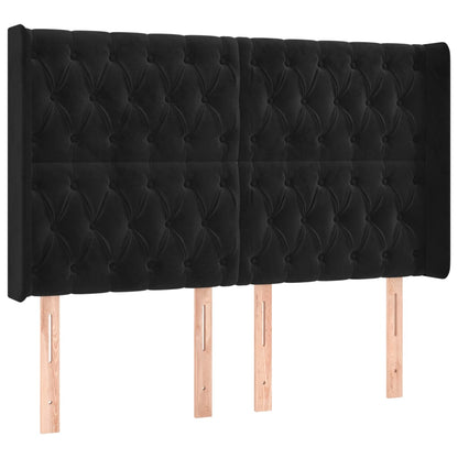 Letto a Molle con Materasso e LED Nero 160x200 cm in Velluto | homemem39