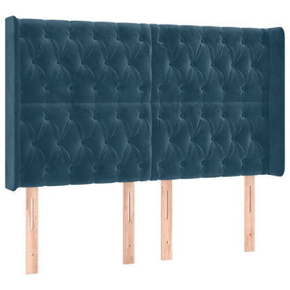Letto a Molle con Materasso e LED Blu Scuro 160x200 cm | homemem39