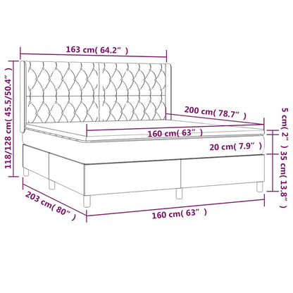 Letto a Molle con Materasso e LED Blu Scuro 160x200 cm | homemem39