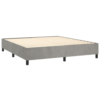 Letto a Molle Materasso e LED Grigio Chiaro 180x200 cm Velluto | homemem39