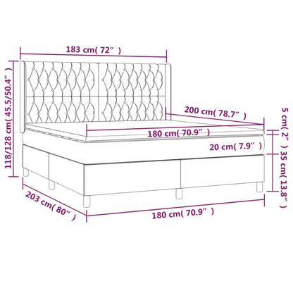 Letto a Molle con Materasso e LED Grigio Scuro 180x200 cm | homemem39