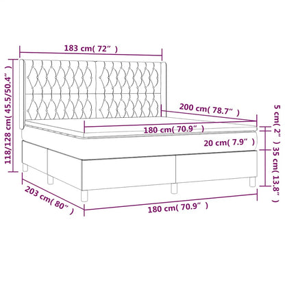 Letto a Molle con Materasso e LED Verde Scuro 180x200cm Velluto | homemem39
