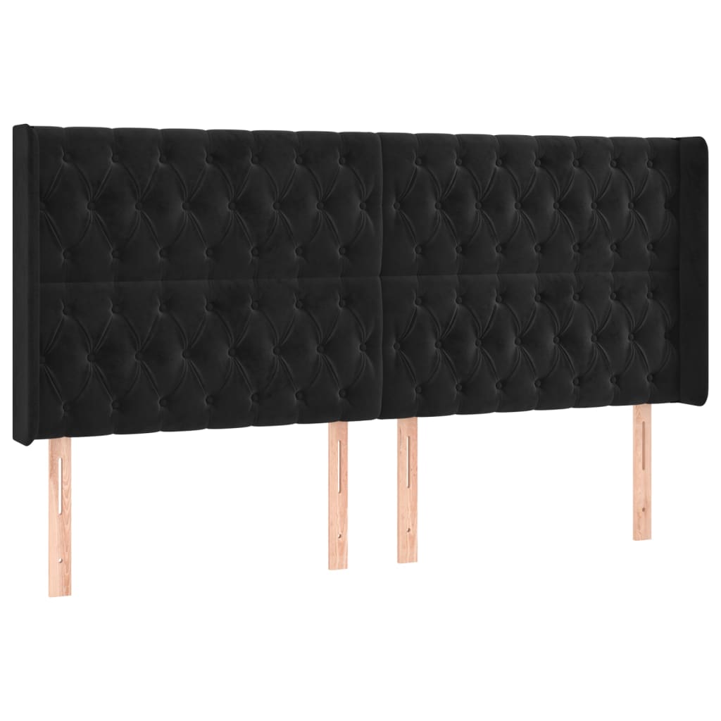 Letto a Molle con Materasso e LED Nero 200x200 cm in Velluto | homemem39
