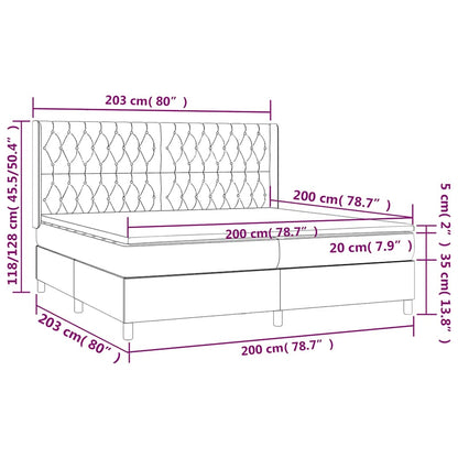 Letto a Molle con Materasso e LED Verde Scuro 200x200cm Velluto | homemem39