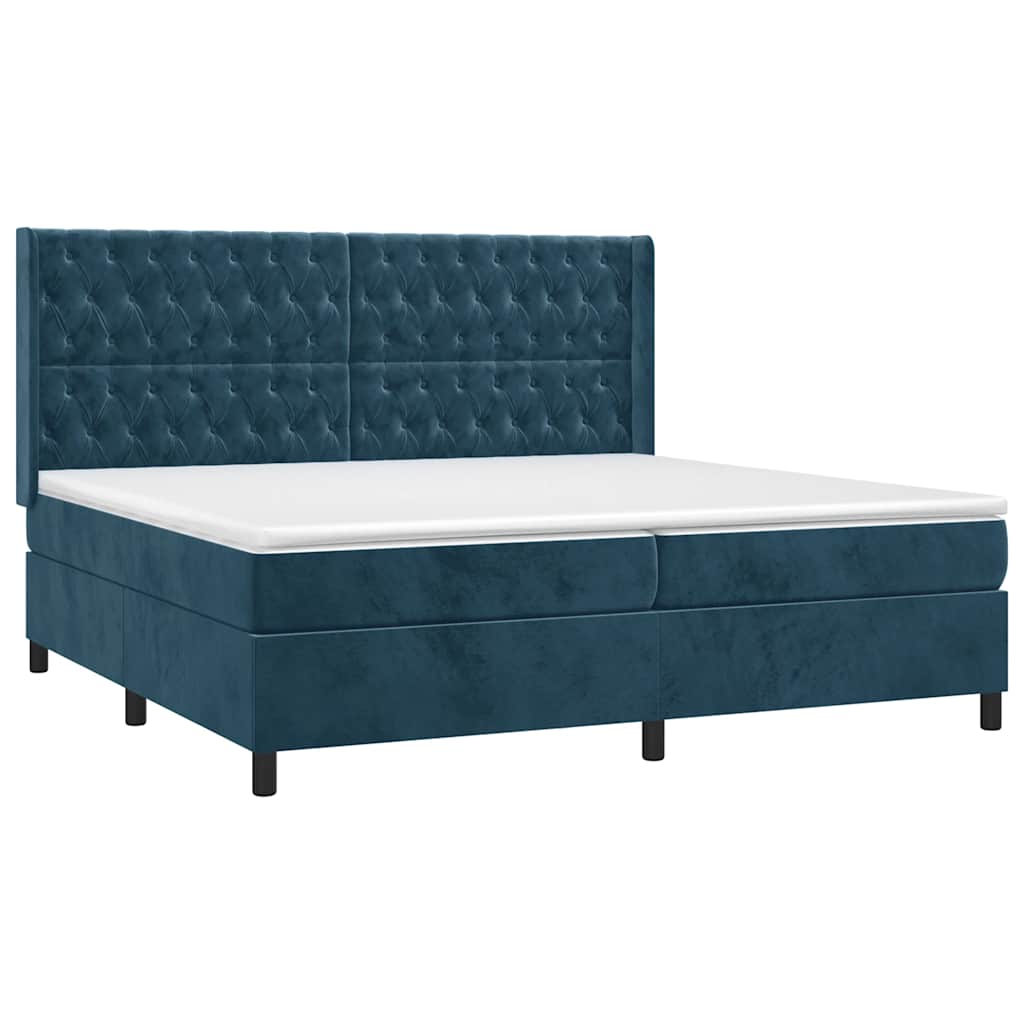 Letto a Molle con Materasso e LED Blu Scuro 200x200 cm | homemem39