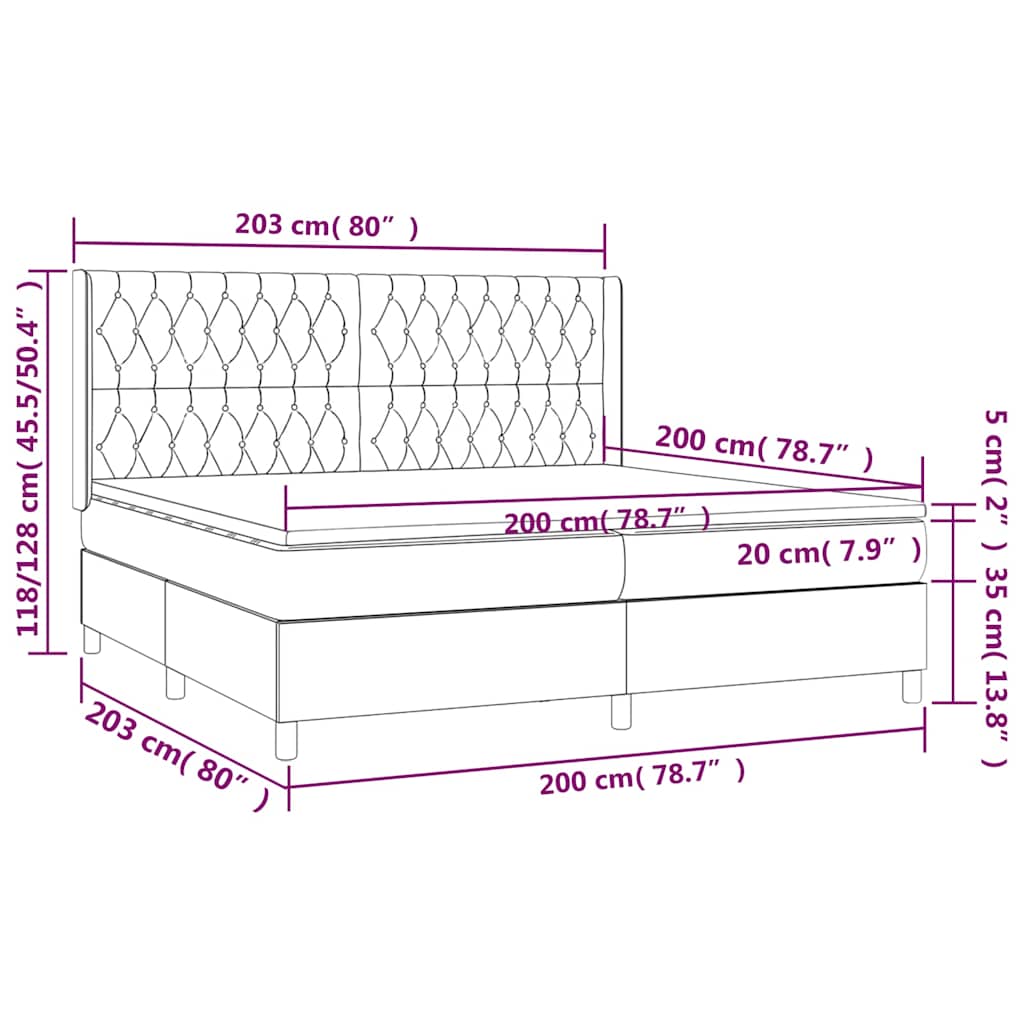 Letto a Molle con Materasso e LED Blu Scuro 200x200 cm | homemem39