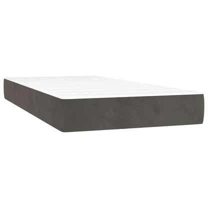 Letto a Molle con Materasso e LED Grigio Scuro 80x200cm Velluto | homemem39