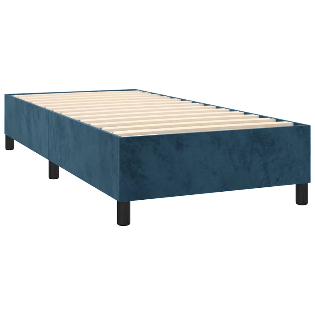 Letto a Molle con Materasso e LED Blu Scuro 80x200cm in Velluto | homemem39