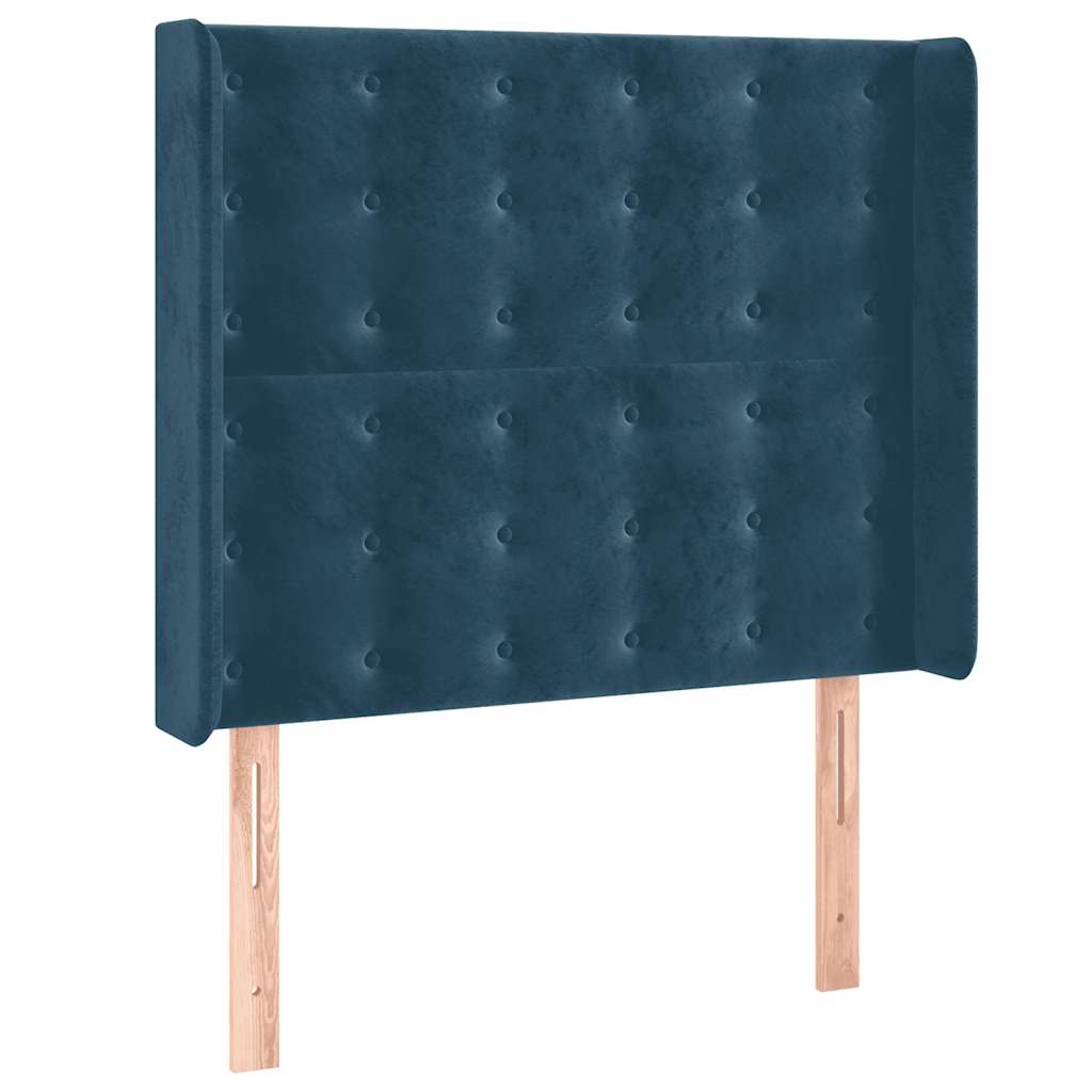 Letto a Molle con Materasso e LED Blu Scuro 80x200cm in Velluto | homemem39