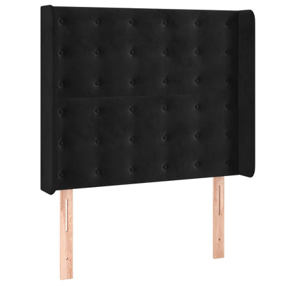 Letto a Molle con Materasso e LED Nero 90x200 cm in Velluto | homemem39