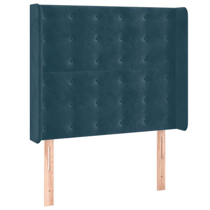 Letto a Molle con Materasso e LED Blu Scuro 90x200cm in Velluto | homemem39