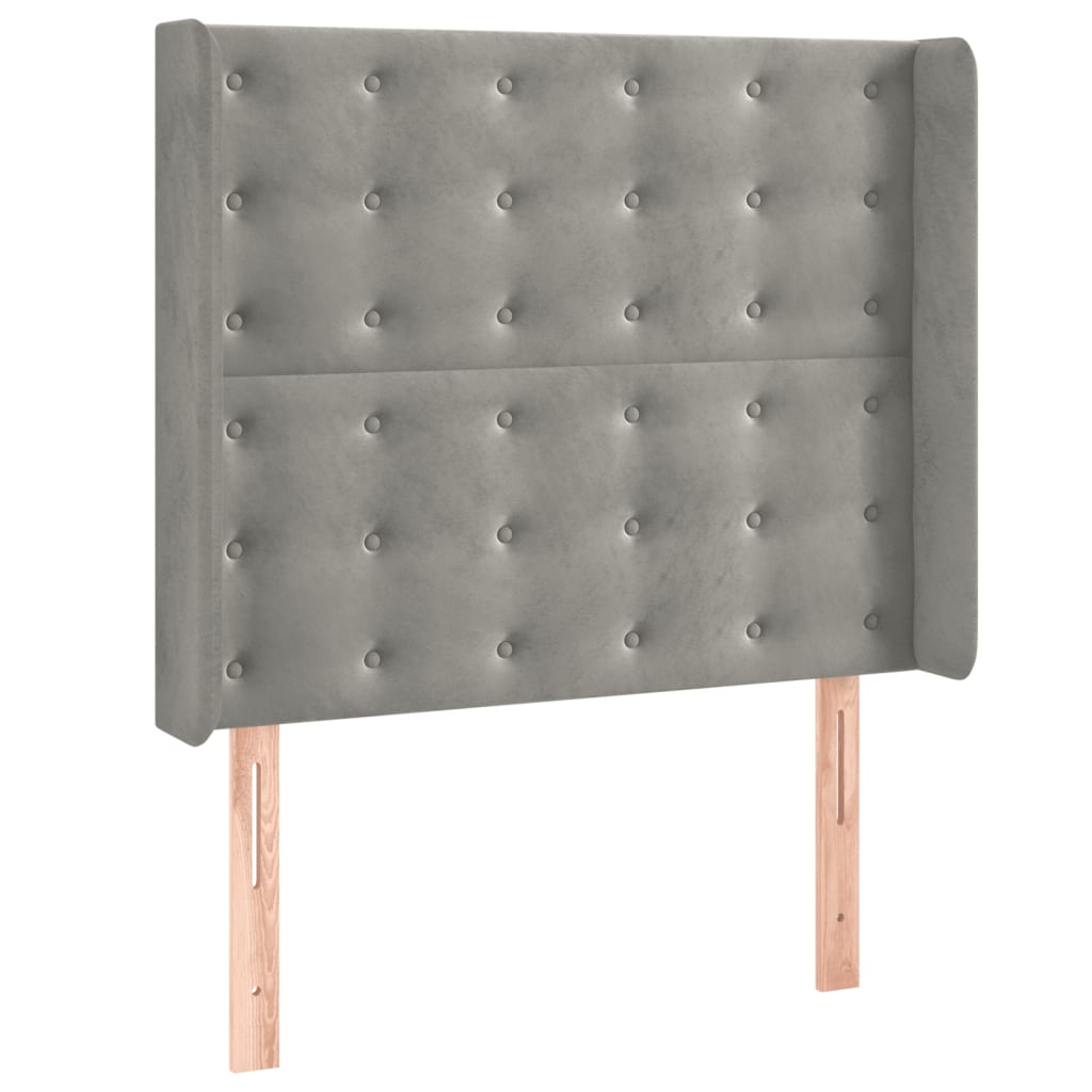 Letto a Molle Materasso e LED Grigio Chiaro 100x200 cm Velluto | homemem39