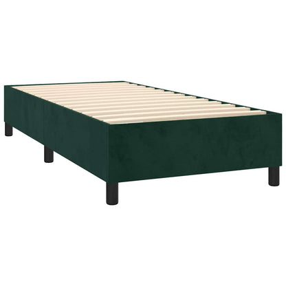 Letto a Molle con Materasso e LED Verde Scuro 100x200cm Velluto | homemem39