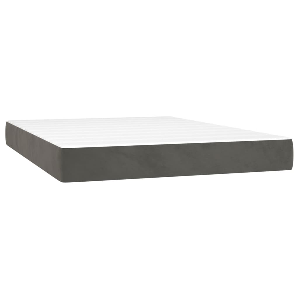 Letto a Molle con Materasso e LED Grigio Scuro 140x190 cm | homemem39