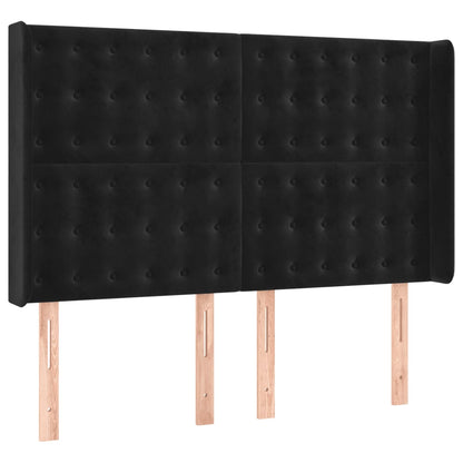 Letto a Molle con Materasso e LED Nero 140x190 cm in Velluto