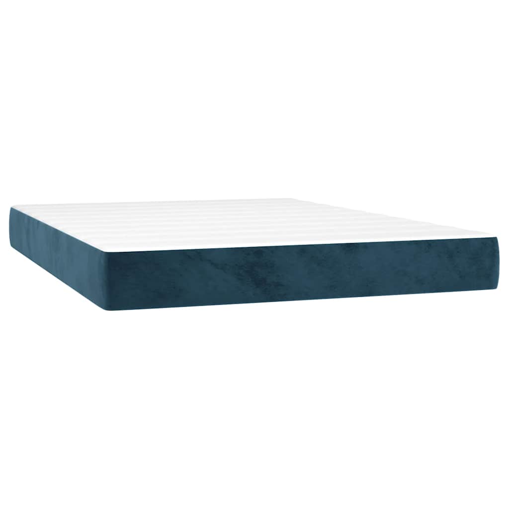 Letto a Molle con Materasso e LED Blu Scuro 140x190 cm | homemem39