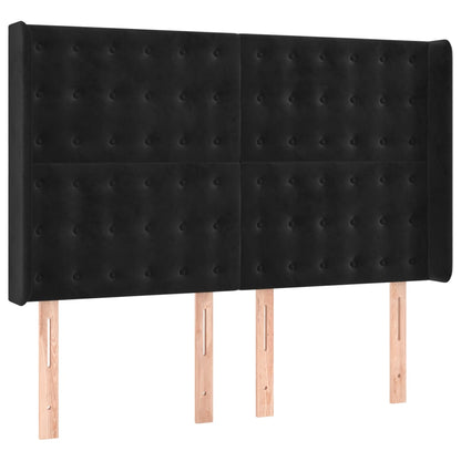 Letto a Molle con Materasso e LED Nero 140x200 cm in Velluto
