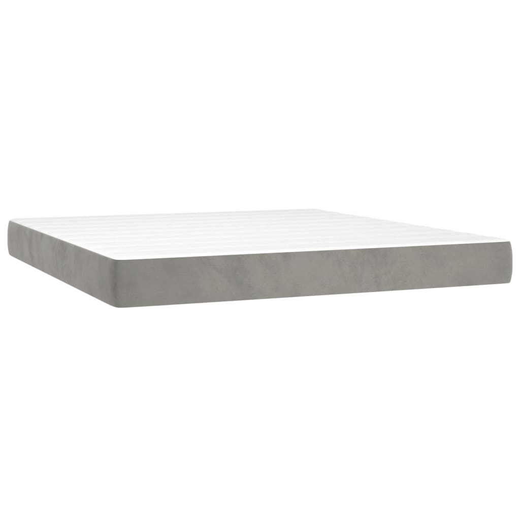 Letto a Molle Materasso e LED Grigio Chiaro 160x200 cm Velluto | homemem39