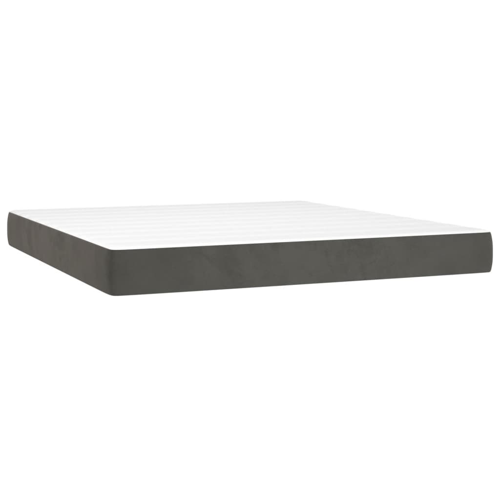Letto a Molle con Materasso e LED Grigio Scuro 160x200 cm | homemem39