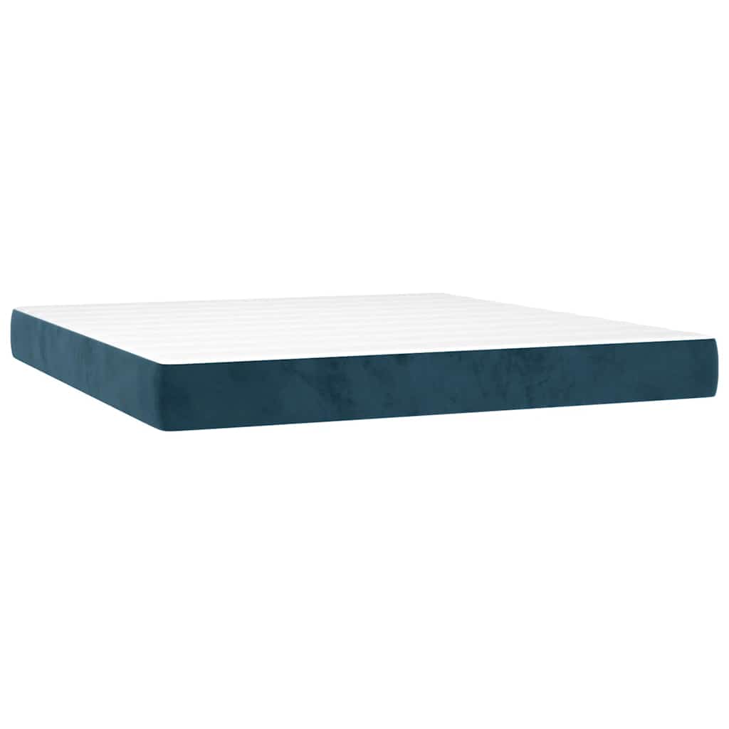 Letto a Molle con Materasso e LED Blu Scuro 160x200 cm | homemem39