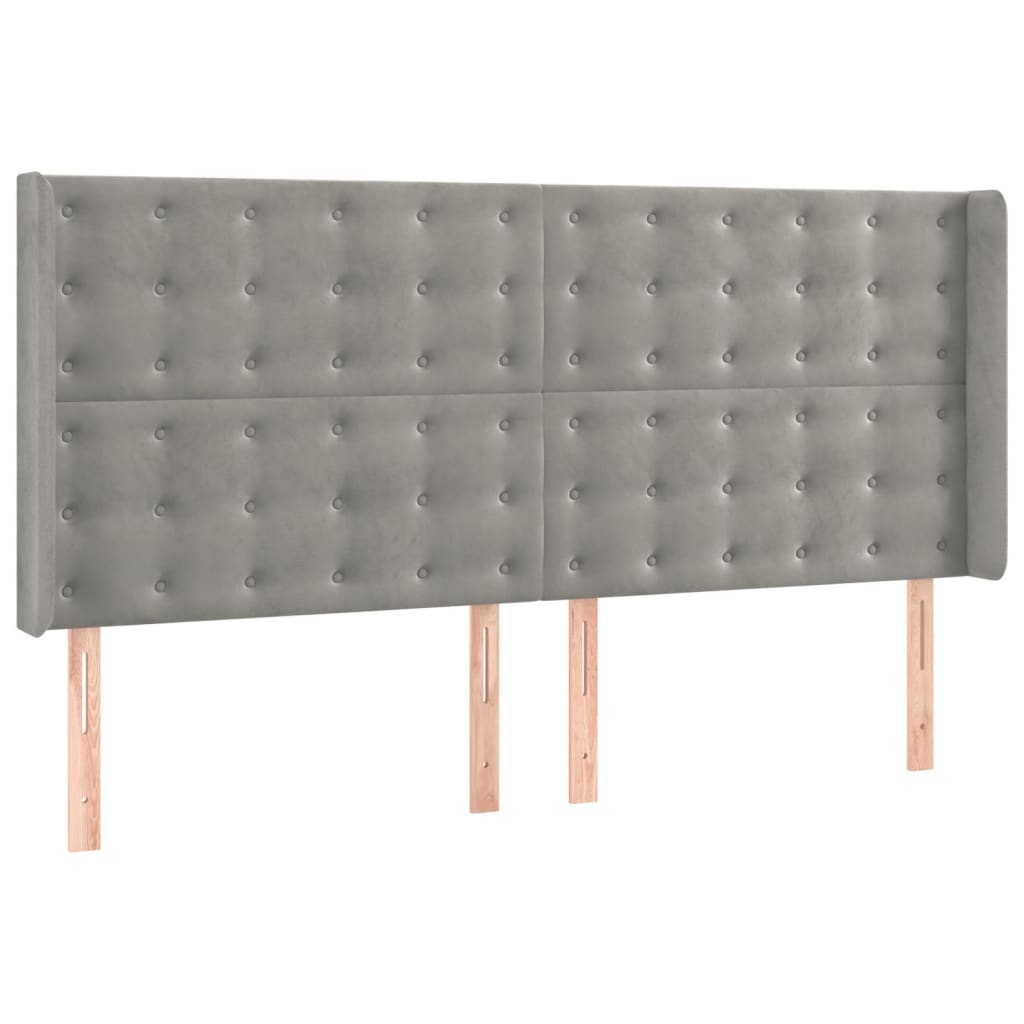 Letto a Molle Materasso e LED Grigio Chiaro 180x200 cm Velluto | homemem39