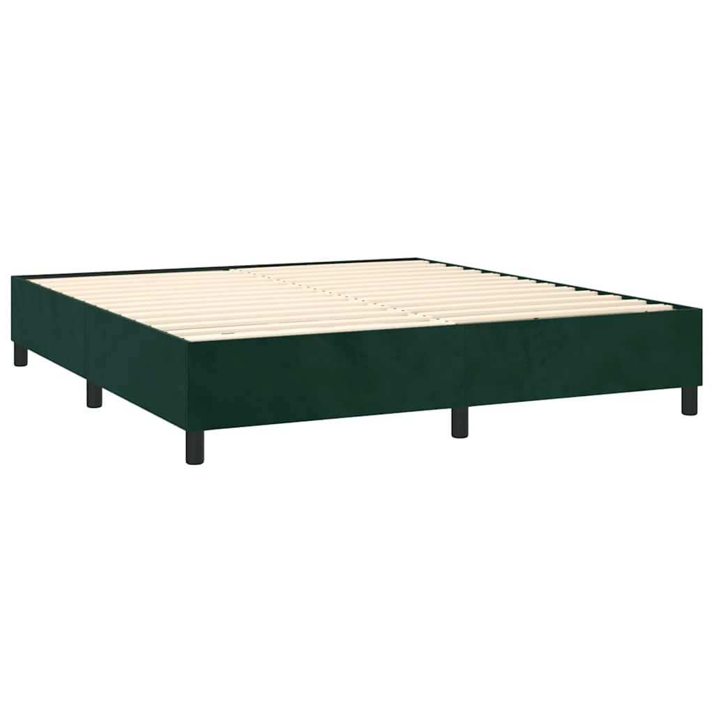 Letto a Molle con Materasso e LED Verde Scuro 180x200cm Velluto | homemem39