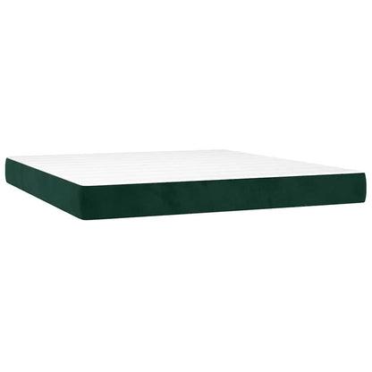 Letto a Molle con Materasso e LED Verde Scuro 180x200cm Velluto | homemem39