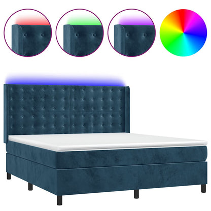 Letto a Molle con Materasso e LED Blu Scuro 180x200 cm | homemem39