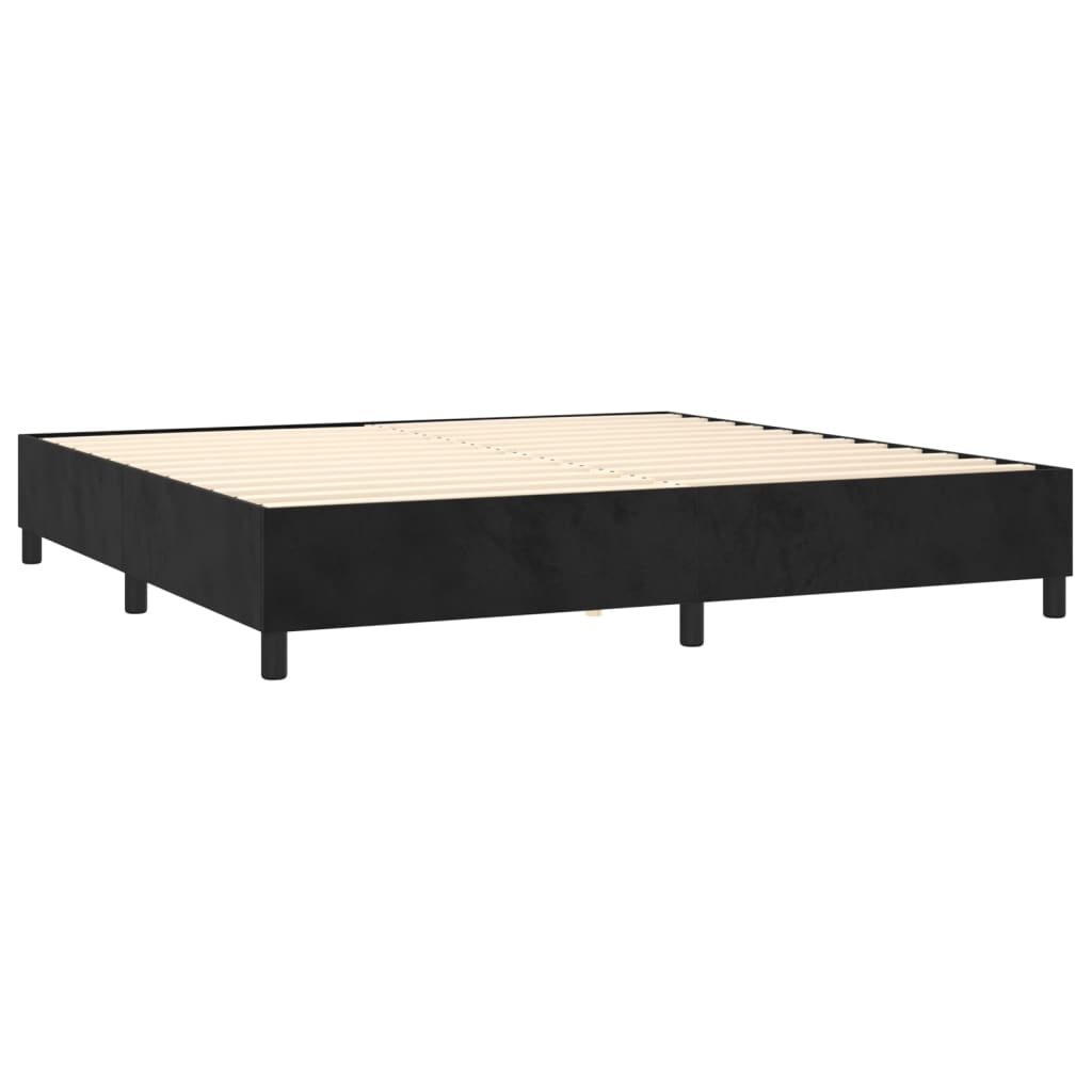 Letto a Molle con Materasso e LED Nero 200x200 cm in Velluto | homemem39